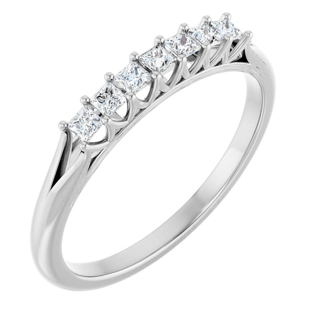 Platinum Square Natural Diamond Share-Prong Seven-Stone Anniversary Band – 1/6–1 3/4 CTW