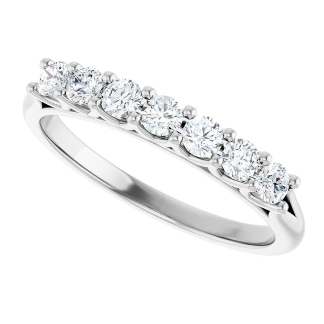 Platinum Round Natural Diamond Share-Prong Seven-Stone Anniversary Band – 1/10–5/8 CTW - view 5