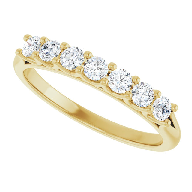 14K Gold Round Lab-Grown Diamond Share-Prong Seven-Stone Anniversary Band – 3/8–1 1/3 CTW - Yellow Gold - view 5