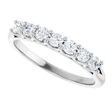14K Gold Round Lab-Grown Diamond Share-Prong Seven-Stone Anniversary Band – 3/8–1 1/3 CTW - White Gold - view 5