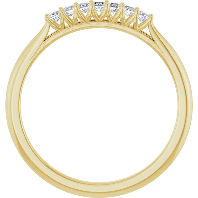 14K Gold Square Natural Diamond Share-Prong Seven-Stone Anniversary Band – 1/6–1 1/8 CTW - Yellow Gold - view 2
