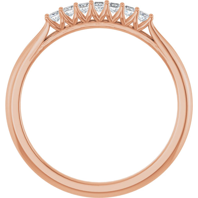 14K Gold Square Natural Diamond Share-Prong Seven-Stone Anniversary Band – 1/6–1 1/8 CTW - Rose Gold - view 2