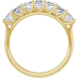 14K Gold Square Natural Diamond Share-Prong Seven-Stone Anniversary Band – 1 3/8–1 3/4 CTW - Yellow Gold - view 2