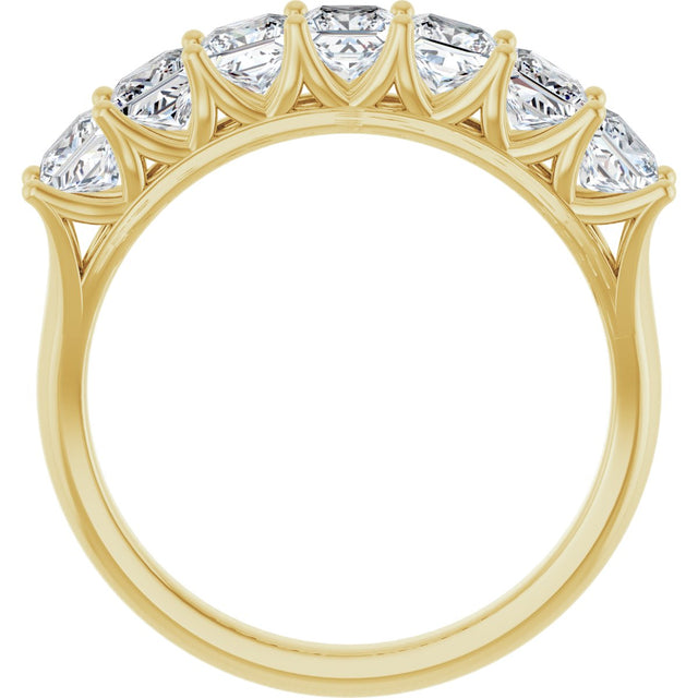 14K Gold Square Natural Diamond Share-Prong Seven-Stone Anniversary Band – 1 3/8–1 3/4 CTW - Yellow Gold - view 2