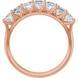 14K Gold Square Natural Diamond Share-Prong Seven-Stone Anniversary Band – 1 3/8–1 3/4 CTW - Rose Gold - view 2