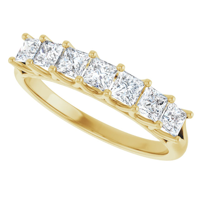 14K Gold Square Natural Diamond Share-Prong Seven-Stone Anniversary Band – 1/6–1 1/8 CTW - Yellow Gold - view 5