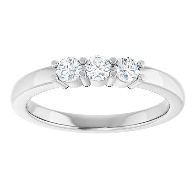 Platinum Round Lab-Grown Diamond Three-Stone Anniversary Band – 1/5–1/3 CTW - view 3