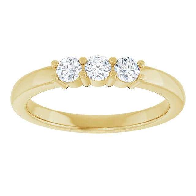 14K Gold Round Lab-Grown Diamond Three-Stone Anniversary Band – 1/6–1/3 CTW - Yellow Gold - view 3