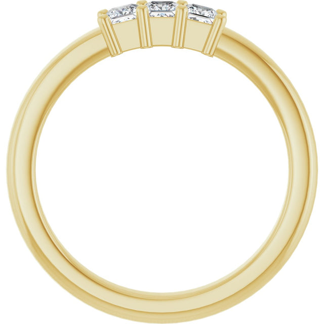 10K Gold Square Lab-Grown Diamond Three-Stone Anniversary Band – 1/5–7/8 CTW - Yellow Gold - view 2