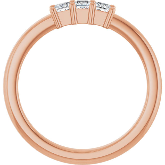 10K Gold Square Lab-Grown Diamond Three-Stone Anniversary Band – 1/5–7/8 CTW - Rose Gold - view 2