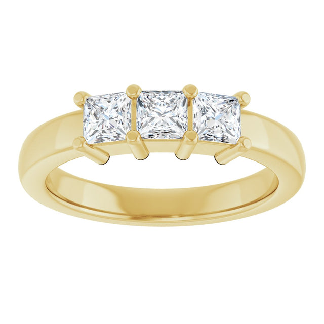 10K Gold Square Lab-Grown Diamond Three-Stone Anniversary Band – 1/5–7/8 CTW - Yellow Gold - view 3