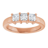 10K Gold Square Lab-Grown Diamond Three-Stone Anniversary Band – 1/5–7/8 CTW - Rose Gold - view 3