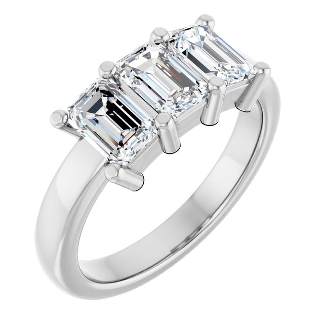 Platinum Emerald Natural Diamond Three-Stone Anniversary Band – 1 3/4 CTW