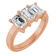14K Gold Emerald Natural Diamond Three-Stone Anniversary Band – 1–1 3/4 CTW - Rose Gold
