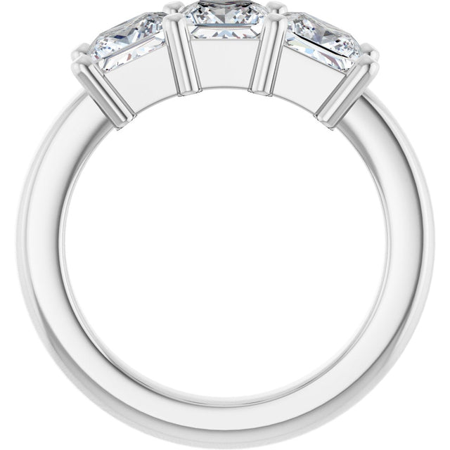 10K Gold Square Lab-Grown Diamond Three-Stone Anniversary Band – 1 1/6–4 1/5 CTW - White Gold - view 2