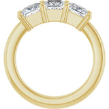 10K Gold Square Lab-Grown Diamond Three-Stone Anniversary Band – 1 1/6–4 1/5 CTW - Yellow Gold - view 2