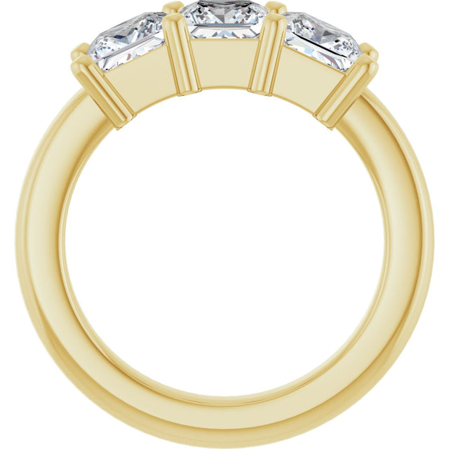 10K Gold Square Lab-Grown Diamond Three-Stone Anniversary Band – 1 1/6–4 1/5 CTW - Yellow Gold - view 2