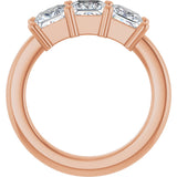 10K Gold Square Lab-Grown Diamond Three-Stone Anniversary Band – 1 1/6–4 1/5 CTW - Rose Gold - view 2