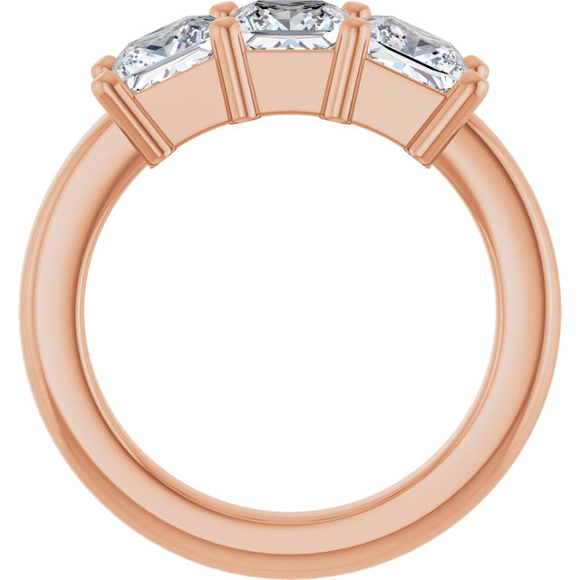 10K Gold Square Natural Diamond Three-Stone Anniversary Band – 9/10–3 1/8 CTW - Rose Gold - view 2