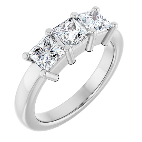 10K Gold Square Lab-Grown Diamond Three-Stone Anniversary Band – 1 1/6–4 1/5 CTW - White Gold