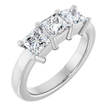 10K Gold Square Natural Diamond Three-Stone Anniversary Band – 9/10–3 1/8 CTW - White Gold