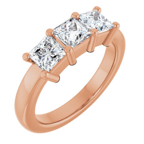 10K Gold Square Lab-Grown Diamond Three-Stone Anniversary Band – 1 1/6–4 1/5 CTW - Rose Gold