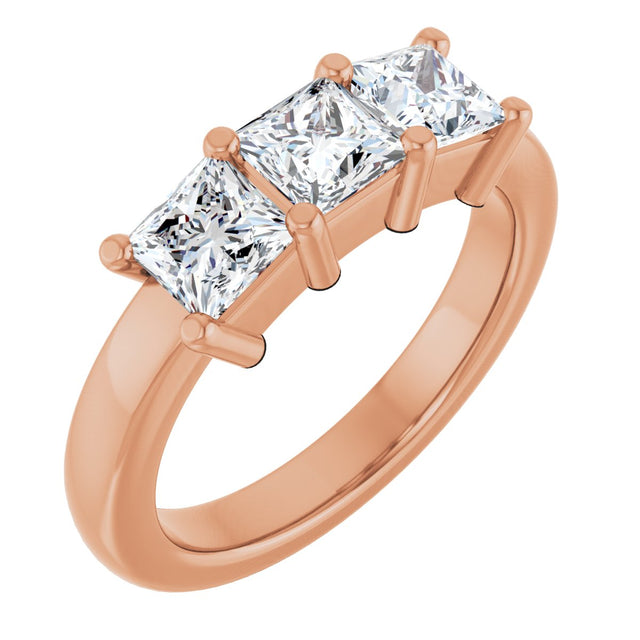 10K Gold Square Lab-Grown Diamond Three-Stone Anniversary Band – 1 1/6–4 1/5 CTW - Rose Gold