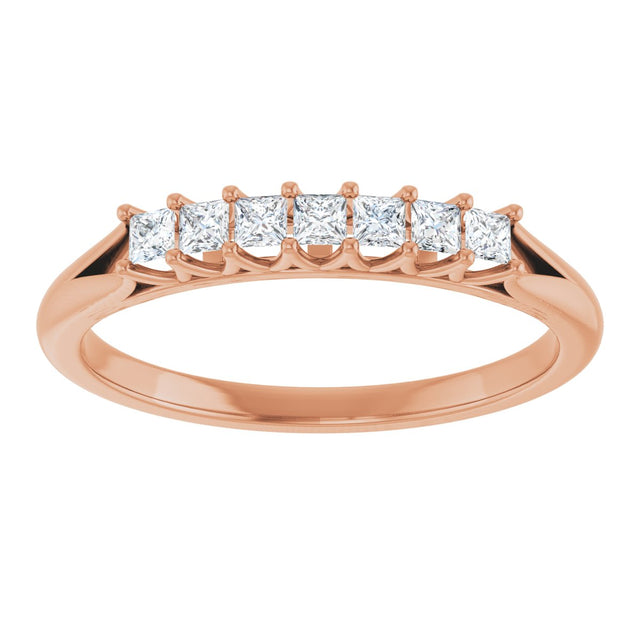 14K Gold Square Natural Diamond Share-Prong Seven-Stone Anniversary Band – 1/6–1 1/8 CTW - Rose Gold - view 3
