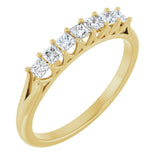 14K Gold Square Natural Diamond Share-Prong Seven-Stone Anniversary Band – 1/6–1 1/8 CTW - Yellow Gold