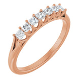 14K Gold Square Natural Diamond Share-Prong Seven-Stone Anniversary Band – 1/6–1 1/8 CTW - Rose Gold