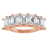 14K Gold Emerald Natural Diamond Share-Prong Seven-Stone Anniversary Band – 4 1/5 CTW - Rose Gold - view 3