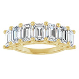 14K Gold Emerald Lab-Grown Diamond Share-Prong Seven-Stone Anniversary Band – 2 1/6–4 1/5 CTW - Yellow Gold - view 3
