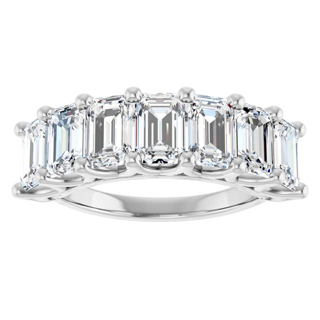 Platinum Emerald Natural Diamond Share-Prong Seven-Stone Anniversary Band – 4 1/5 CTW - view 3