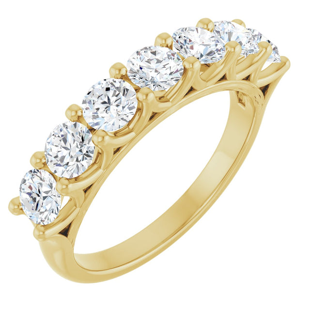 14K Gold Round Lab-Grown Diamond Share-Prong Seven-Stone Anniversary Band – 3/8–1 1/3 CTW - Yellow Gold
