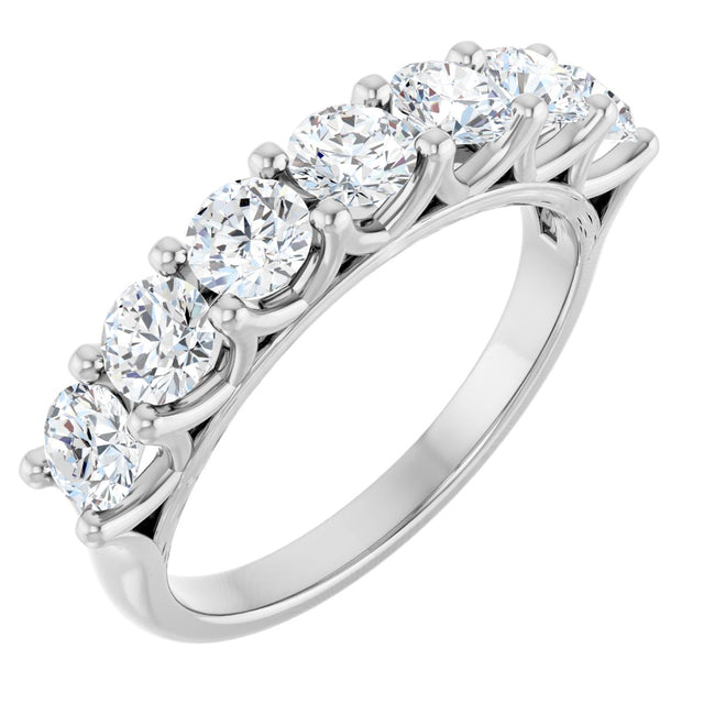 14K Gold Round Lab-Grown Diamond Share-Prong Seven-Stone Anniversary Band – 3/8–1 1/3 CTW - White Gold