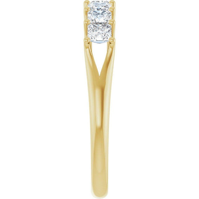 14K Gold Square Natural Diamond Share-Prong Seven-Stone Anniversary Band – 1/6–1 1/8 CTW - Yellow Gold - view 4