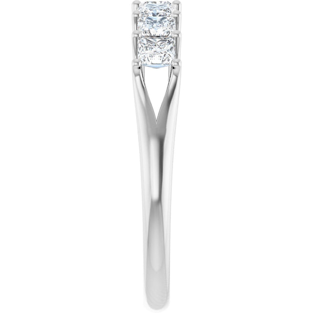 14K Gold Square Natural Diamond Share-Prong Seven-Stone Anniversary Band – 1/6–1 1/8 CTW - White Gold - view 4