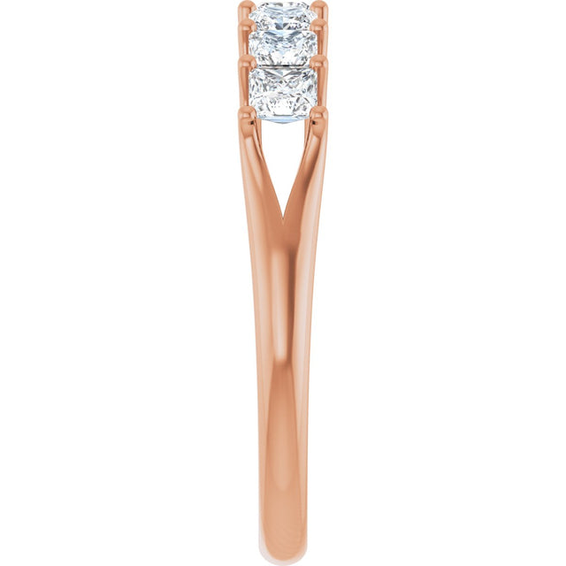 14K Gold Square Natural Diamond Share-Prong Seven-Stone Anniversary Band – 1/6–1 1/8 CTW - Rose Gold - view 4