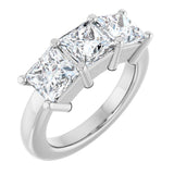 10K Gold Square Natural Diamond Three-Stone Anniversary Band – 9/10–3 1/8 CTW - White Gold