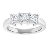 10K Gold Square Lab-Grown Diamond Three-Stone Anniversary Band – 1 1/6–4 1/5 CTW - White Gold - view 3