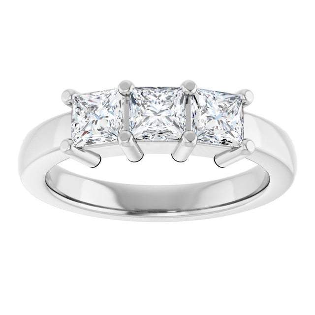 10K Gold Square Lab-Grown Diamond Three-Stone Anniversary Band – 1 1/6–4 1/5 CTW - White Gold - view 3
