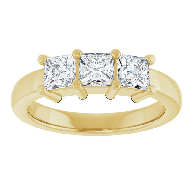 10K Gold Square Natural Diamond Three-Stone Anniversary Band – 9/10–3 1/8 CTW - Yellow Gold - view 3