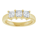 10K Gold Square Lab-Grown Diamond Three-Stone Anniversary Band – 1 1/6–4 1/5 CTW - Yellow Gold - view 3