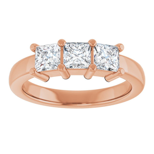 10K Gold Square Lab-Grown Diamond Three-Stone Anniversary Band – 1 1/6–4 1/5 CTW - Rose Gold - view 3