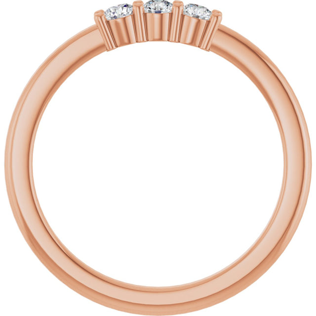 14K Gold Round Lab-Grown Diamond Three-Stone Anniversary Band – 1/6–1/3 CTW - Rose Gold - view 2