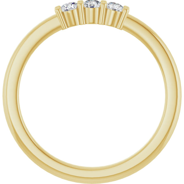 14K Gold Round Natural Diamond Three-Stone Anniversary Band – 1/6–1/3 CTW - Yellow Gold - view 2