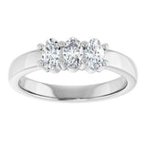 14K Gold Oval Lab-Grown Diamond Three-Stone Anniversary Band – 5x3 mm Stones - White Gold - view 3