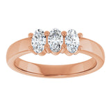 14K Gold Oval Lab-Grown Diamond Three-Stone Anniversary Band – 5x3 mm Stones - Rose Gold - view 3