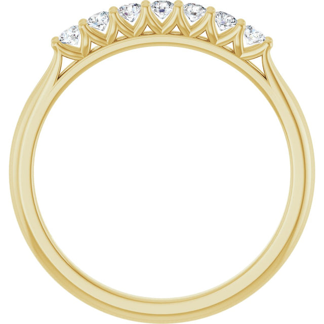 14K Gold Round Natural Diamond Share-Prong Seven-Stone Anniversary Band – 1/10–5/8 CTW - Yellow Gold - view 2