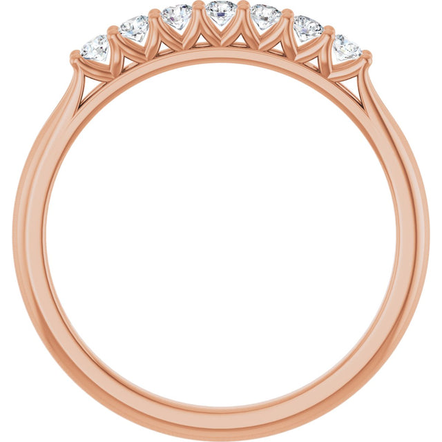 14K Gold Round Natural Diamond Share-Prong Seven-Stone Anniversary Band – 1/10–5/8 CTW - Rose Gold - view 2